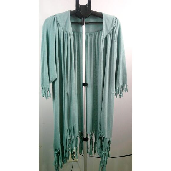 Jodifl Women's Large Sea Green Fringe Cardigan - Picture 1 of 9